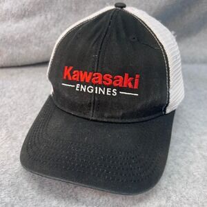 Kawasaki Engines Mens Black Kawasaki Trucker Hat Embroidered Snapback OSFM